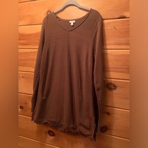 J. Jill Easy Fringed-Hem V-Neck Tunic Women’s Size Small.